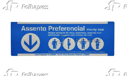 Placa de assento preferencial do metr de So Paulo