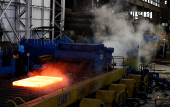 FILE PHOTO: Steel is seen in the rolling mill following the  recommissioning of the works by Liberty Steel Group at the Dalzell steel plant in Motherwell
