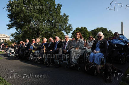 U.S. President Joe Biden delivers remarks during an event meant to celebrate the Americans with Disabilities Act at the White House in Washington