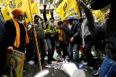 FILE PHOTO: Sikh protesters picket outside the Consulate General of India