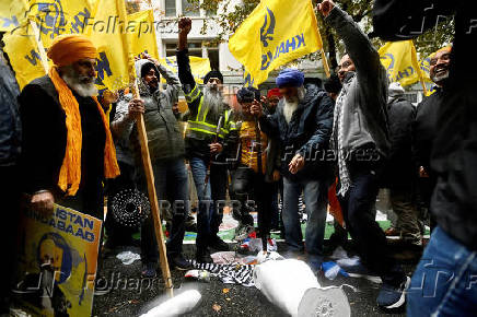 FILE PHOTO: Sikh protesters picket outside the Consulate General of India