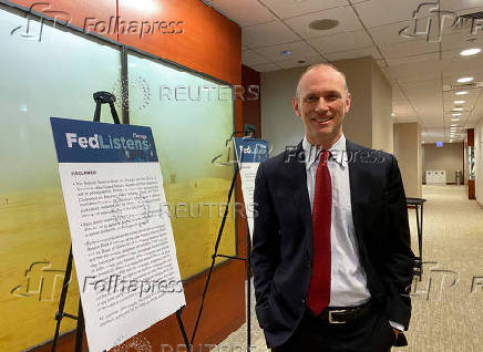 FILE PHOTO: Federal Reserve Bank of Chicago President Austan Goolsbee hosts a 'Fed Listens' event in Chicago