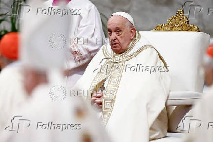 Pope Francis celebrates a Mass as part of World Youth Day, at the Vatican