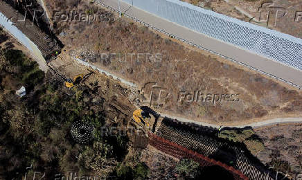 Construction to replace primary fence on the Mexico-U.S. border, as seen from Tijuana