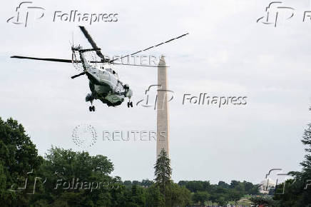 Marine One carrying U.S. President Joe Biden departs from the South Lawn of the White House