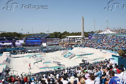 Pista de skate na preliminar da modalidade street na La Concorde