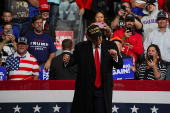 Republican presidential nominee and former U.S. President Donald Trump holds a rally at Atrium Health Amphitheater in Macon