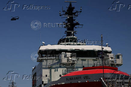 Chile's President Gabriel Boric and France's President Emmanuel Macron visit icebreaker 'Almirante Viel', in Valparaiso