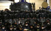 Georgian opposition supporters protest against government's EU application delay