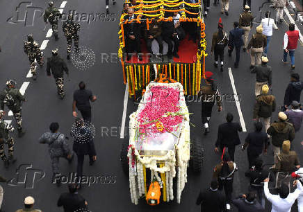 Funeral procession of India's former PM Singh in New Delhi