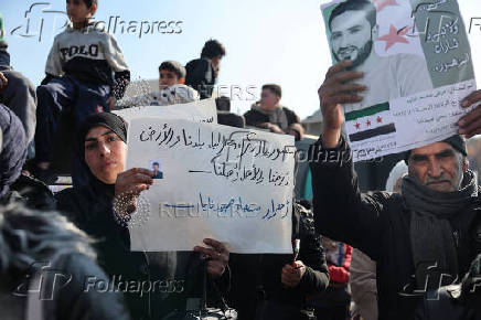 Demonstration of prisoners who were released from the  Sednaya prison in Damascus