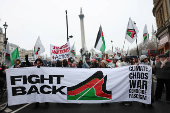 Demonstration in support of Palestinians in Gaza, after Israel and Hamas reached a ceasefire deal, in London