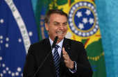 O presidente Jair Bolsonaro em cerimnia em Braslia (DF)