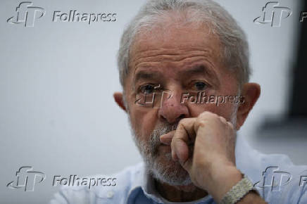 O ex-presidente Lula durante reunio do diretrio nacional do PT