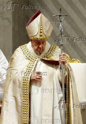 Pope Francis presides over the Vespers prayer service in St. Peter's Basilica at the Vatican