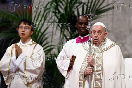 Pope Francis celebrates a Mass as part of World Youth Day, at the Vatican