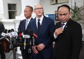 Apple Chief Executive Tim Cook meets with Indonesian President Joko Wododo