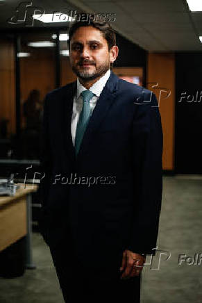 O ministro das Comunicaes, Juscelino Filho (Unio Brasil), durante entrevista