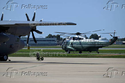 U.S. President Joe Biden boards Marine One as he departs for Washington from the Delaware Air National Guard Base in New Castle