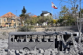 Damage following Israeli airstrikes near ancient ruins of Baalbek, Lebanon