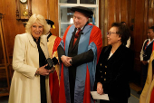 Britain's Queen Camilla is presented with an Honorary Doctorate of Literature in University of London