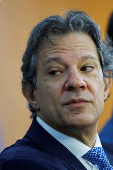 Brazil's Finance Minister Fernando Haddad attends a press conference at the Planalto Palace in Brasilia