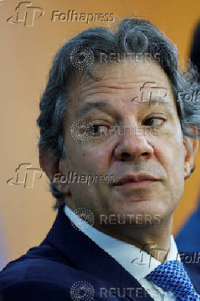 Brazil's Finance Minister Fernando Haddad attends a press conference at the Planalto Palace in Brasilia