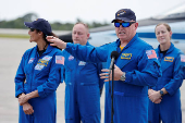 NASA astronauts arrive ahead of the launch of Boeing's Starliner-1 Crew Flight Test (CFT) in Cape Canaveral