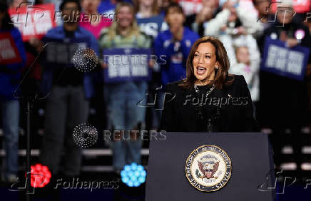 Democratic presidential nominee U.S. Vice President Kamala Harris campaigns in Allentown, Pennsylvania