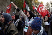 People demonstrate in support of Palestinians in Gaza, in Istanbul