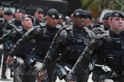 Policiais militares durante comemorao do 54 Aniversrio da Rota, em So Paulo 