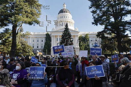 Protesters rally against proposed mass deportations at the California State Capitol