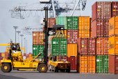 FILE PHOTO: A shipping container is unloaded at the Port of Montreal