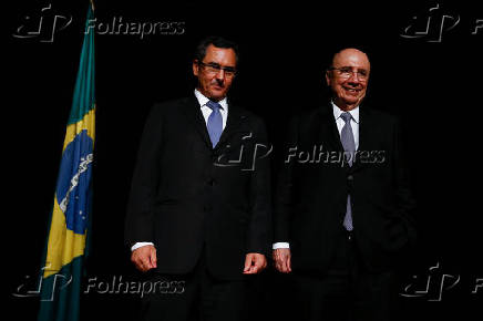 O ministro da Fazenda, Eduardo Guardia e seu antecessor Henrique Meirelles