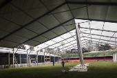 Hospital de campanha erguido no complexo esportivo do Ibirapuera