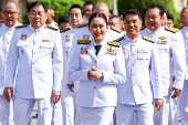 Thailand's Prime Minister Paetongtarn Shinawatra and her cabinet members at a group photo session in Bangkok