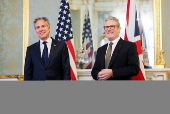 British Prime Minister Starmer meets US State Secretary Blinken in London