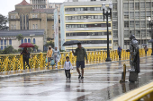 Forte chuva no Viaduto Santa Ifignia em SP