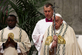 Pope celebrates a mass the day after elevating new cardinals, at the Vatican