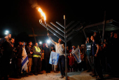 Right-wing Israelis stage a convoy protest towards Israel's border with the Gaza Strip