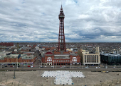 A drone view of Blackpool Tower in Blackpool