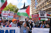 People demonstrate in support of Palestinians in Gaza, in London