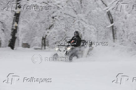 Heavy winter snowfall in Belgrade