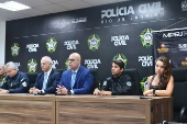 Coletiva de imprensa sobre operao Torniquete na Cidade da Polcia no RJ