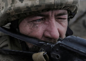 Ukrainian servicemen attend a training near the town of Siversk