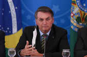 Bolsonaro e ministros falam sobre a crise do novo coronavrus, no DF