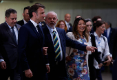 Lula recebe Macron, no Palcio do Itamaraty