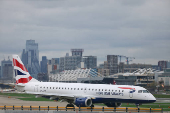 FILE PHOTO: A British Airways  Embraer ERJ-190SR takes off from London City Airport