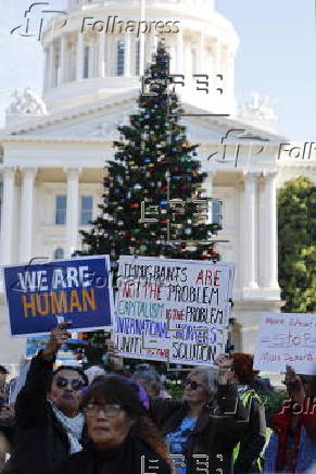 Protesters rally against proposed mass deportations at the California State Capitol