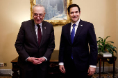 U.S. Senator Marco Rubio (R-FL) meets with U.S. Senate Majority Leader Chuck Schumer (D-NY) on Capitol Hill in Washington